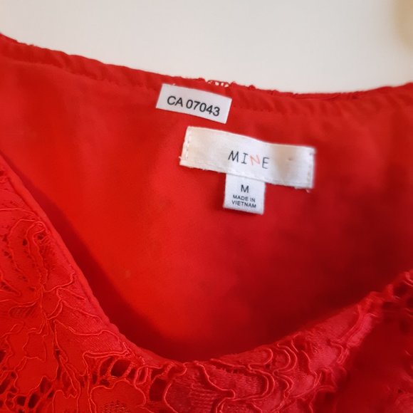 Red One Shoulder Lace Top - Picture 10 of 13